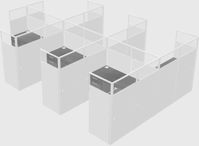 Shared l-shaped cubicle