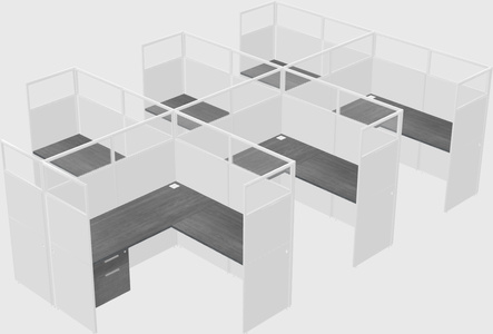 Shared l-shaped cubicle