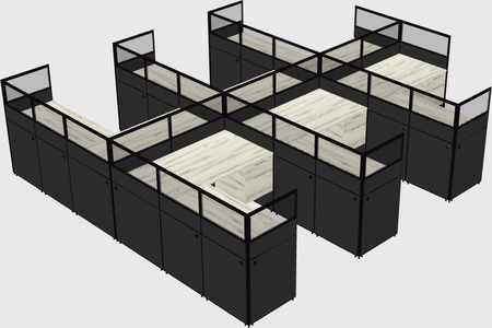 Shared l-shaped cubicle