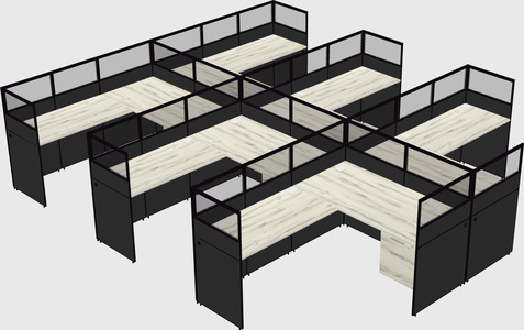 Shared l-shaped cubicle