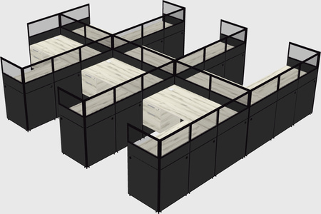 Shared l-shaped cubicle