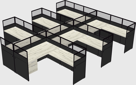 Shared l-shaped cubicle