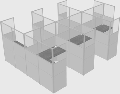 Shared l-shaped cubicle