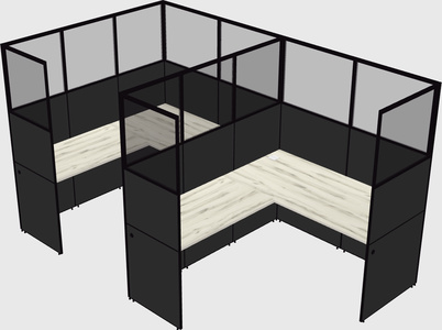 Shared l-shaped cubicle