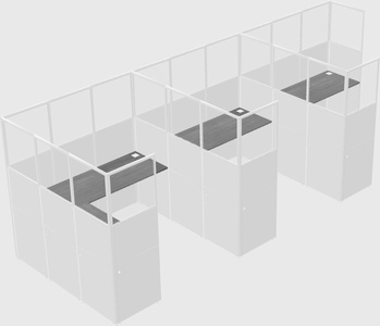 Shared l-shaped cubicle