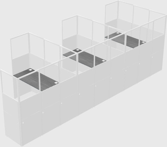 Shared l-shaped cubicle