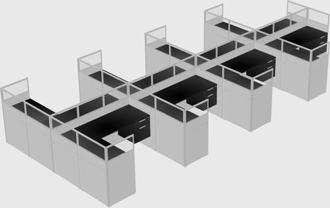 Shared l-shaped cubicle