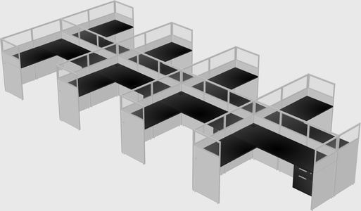 Shared l-shaped cubicle