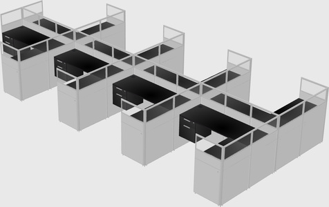 Shared l-shaped cubicle