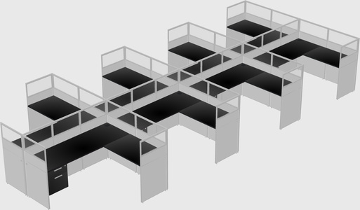 Shared l-shaped cubicle
