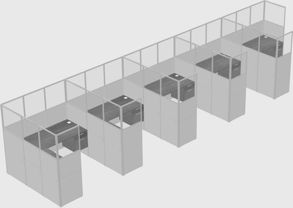 Shared l-shaped cubicle