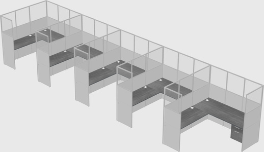 Shared l-shaped cubicle