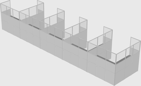 Shared l-shaped cubicle