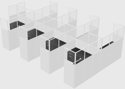 Shared l-shaped cubicle