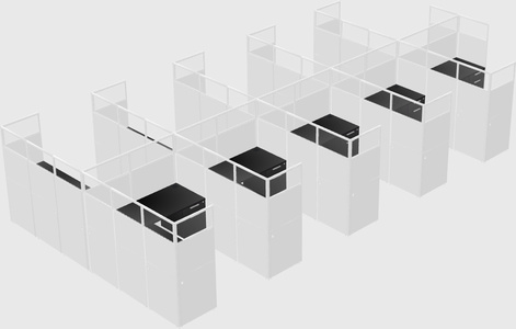 Shared l-shaped cubicle