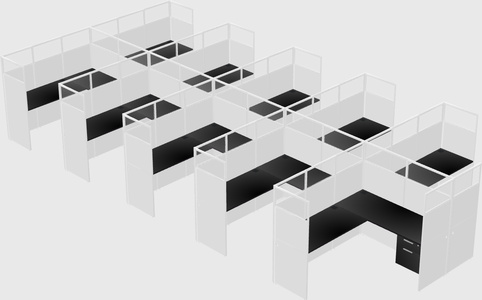 Shared l-shaped cubicle