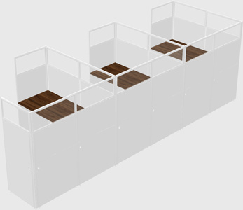 Shared l-shaped cubicle
