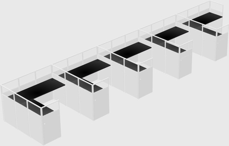 Shared l-shaped cubicle