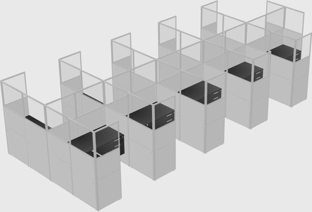 Shared l-shaped cubicle