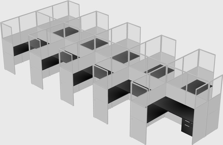Shared l-shaped cubicle