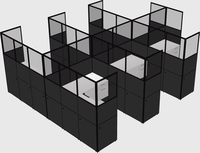 Shared l-shaped cubicle
