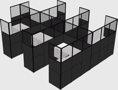 Shared l-shaped cubicle