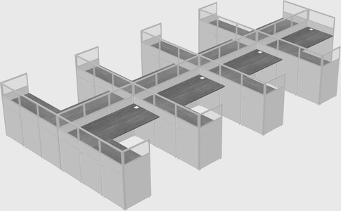 Shared l-shaped cubicle