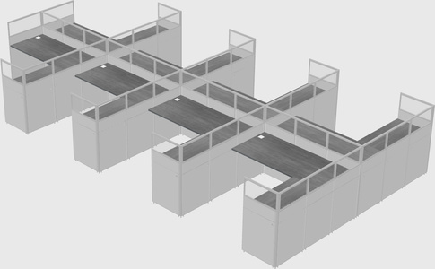 Shared l-shaped cubicle