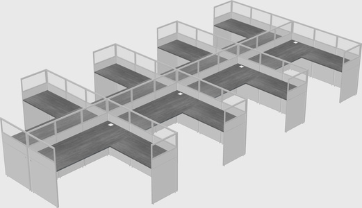 Shared l-shaped cubicle