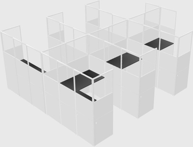 Shared l-shaped cubicle