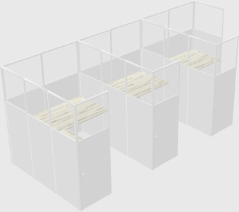 Shared l-shaped cubicle