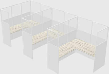 Shared l-shaped cubicle