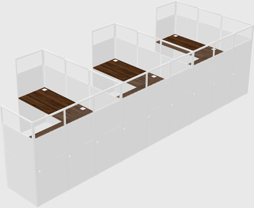 Shared l-shaped cubicle