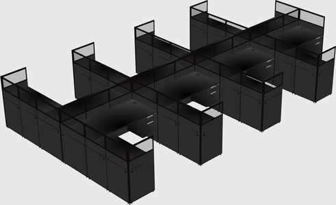 Shared l-shaped cubicle