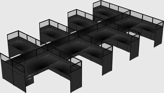 Shared l-shaped cubicle