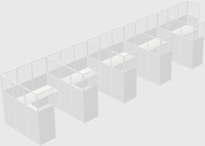 Shared l-shaped cubicle