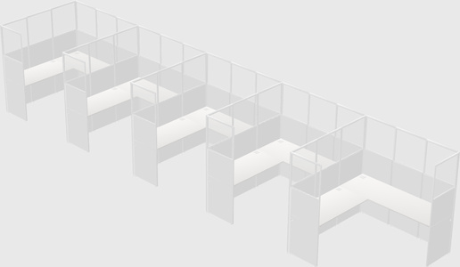 Shared l-shaped cubicle