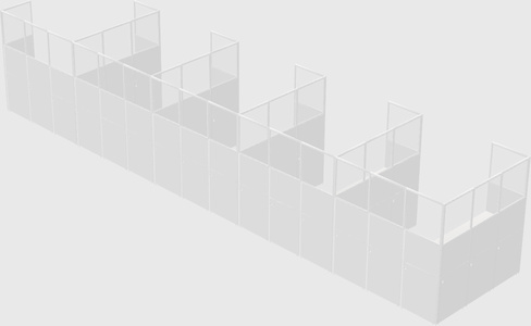 Shared l-shaped cubicle