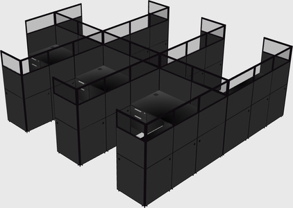 Shared l-shaped cubicle