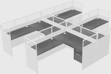Shared l-shaped cubicle