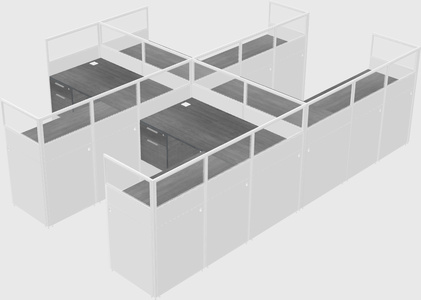 Shared l-shaped cubicle