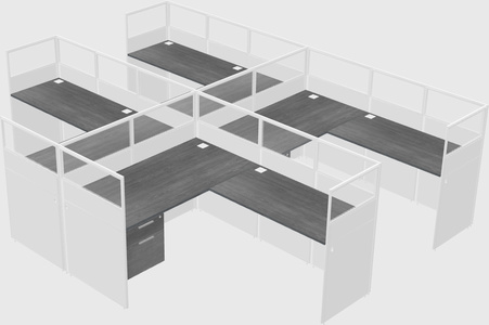 Shared l-shaped cubicle