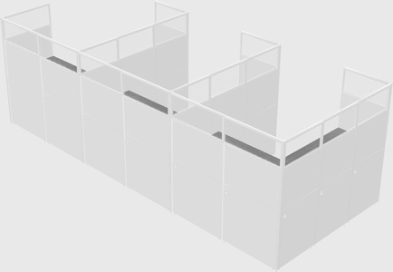 Shared l-shaped cubicle