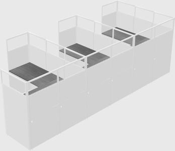 Shared l-shaped cubicle