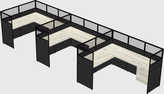 Shared l-shaped cubicle