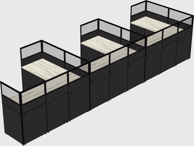 Shared l-shaped cubicle
