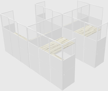 Shared l-shaped cubicle