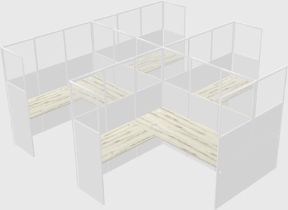 Shared l-shaped cubicle