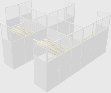 Shared l-shaped cubicle