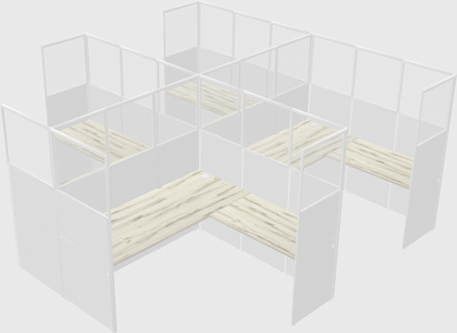 Shared l-shaped cubicle